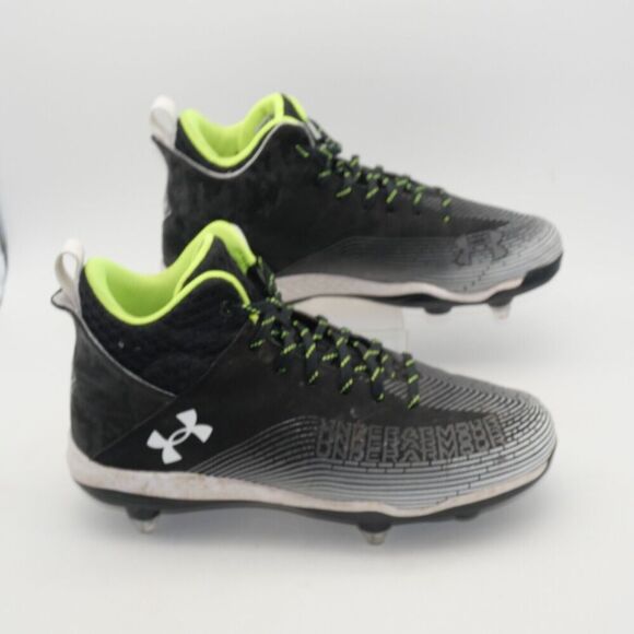 Under Armour Men's 11 UA Highlight Hammer 2.0 MC Football Cleats Black White - Picture 2 of 7
